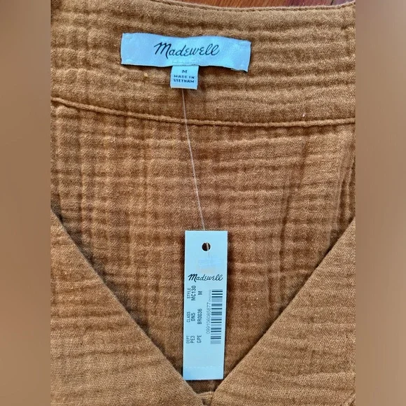NWT Madewell Lightestspun Cover-Up Drawstring Romper - Size Medium - Orange